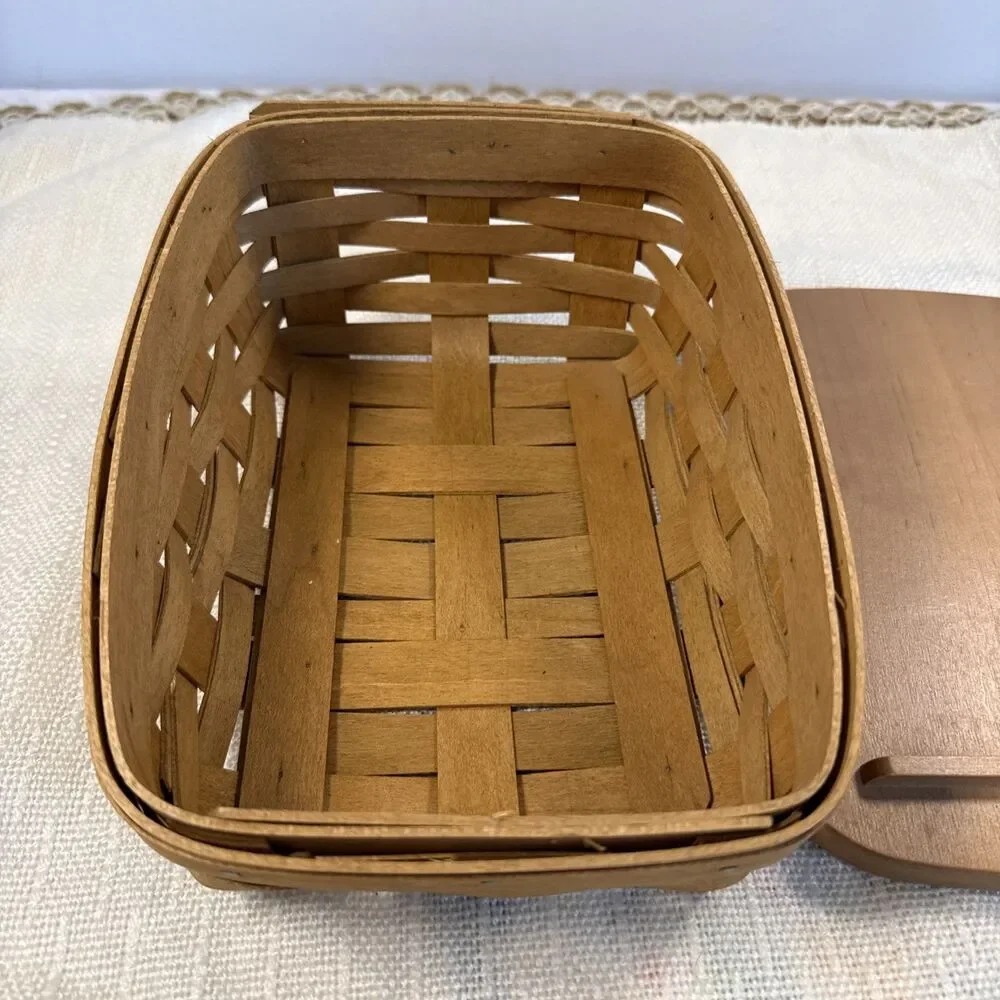 2004 Longaberger Note Pal Basket With Lid Decorative Wood Crafts
